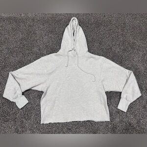 Enza Costa Oatmeal Cropped Hoodie – Medium – Raw Hem